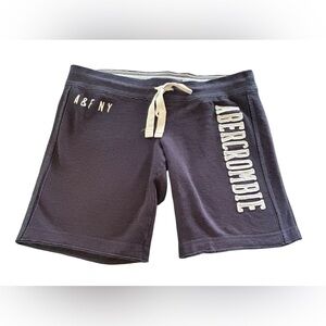 Abercrombie & Fitch Navy Spell~Out Logo Fleece Shorts Sz M Drawstring Lounge